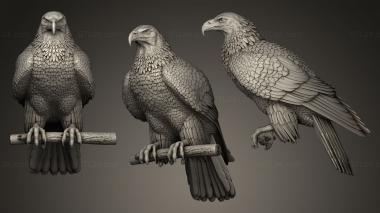 Bird figurines eagle on a perch 3d model